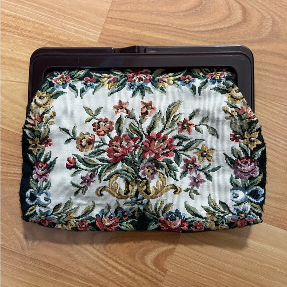 Handbags - Vintage 1970s Floral tapestry clutch bag